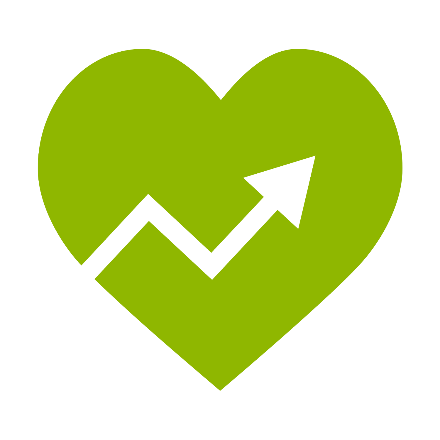 Green heart with an upward arrow symbolizing growth, purpose, and joyful leadership — representing The Social Leadership Coach’s soulful coaching approach.